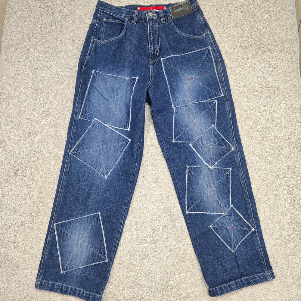 Vintage 90s Y2K Vokal Patchwork‎ Jeans baggy hip hop (Nelly) mens 34x32